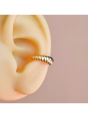 Heppii Gold Renk Deniz Kabuğu Model Earcuff Sıkıştırma Kıkırdak Küpe