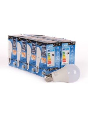 Ack 12W LED Ampul 3000K Günışığı E27 8'li Eko Paket