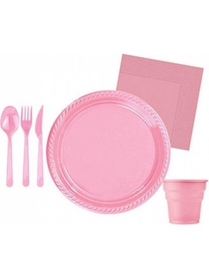 Kidspartim Pembe Plastik Parti Seti 25 Kişilik