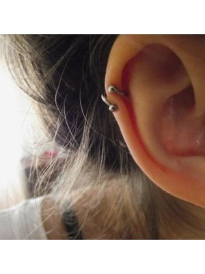 Heppii Silver Renk Cerrahi Çelik Spiral Piercing Kulak Dudak Burun Kaş Kıvrımlı Piercing