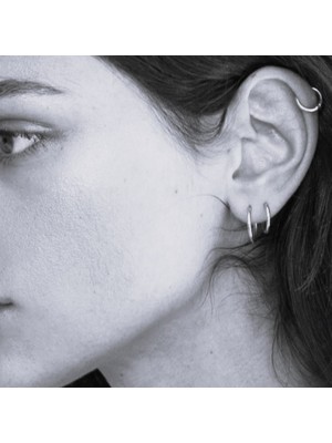 Heppii Düz Silver Renk Halka Cerrahi Çelik Piercing Takımı 3'lü Set
