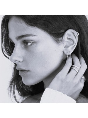 Heppii Düz Silver Renk Halka Cerrahi Çelik Piercing Takımı 3'lü Set