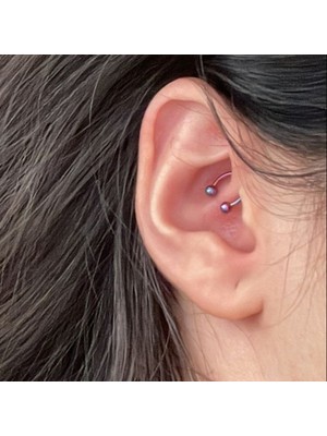 Heppii 6 mm Düz Çelik Tragus Helix Piercing Hologram Renk Ucu Toplu