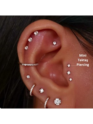 Heppii Mini Tektaş Cerrahi Çelik Piercing  Tragus Helix Kıkırdak Conch Gümüş Renk 8 mm