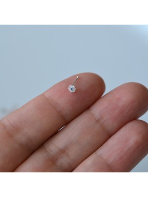 Heppii 925 Ayar Gümüş Mini Nazar Çiçek Hızma Nazarlı Burun Piercing