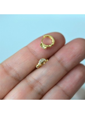 Heppii Gold Renk Cerrahi Çelik Ay Modelli Halka Tragus Piercing Helix Lob Kıkırdak