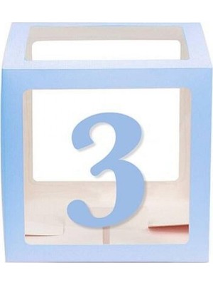 Şeffaf Kutu Rakam Mavi 3