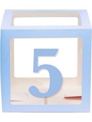 Şeffaf Kutu Rakam Mavi 5