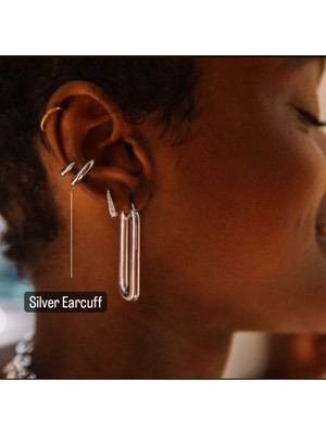 Heppii Silver Renk Delik Gerektirmeyen Düz Earcuff Kıkırdak Küpesi