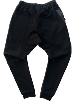 Exnex Boult Yüksek Kalite Kumaş Flex Cep Detaylı Şalvar Tipi Siyah Erkek Jogger