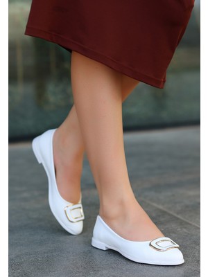 Erbilden Linna Beyaz Cilt Babet Ayakkabı