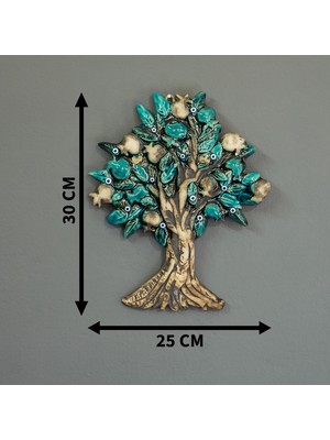 Camekan Seramik Narlı Hayat Ağacı Duvar Süsü Nazar Boncuklu Hediyelik Duvar Dekorasyonu