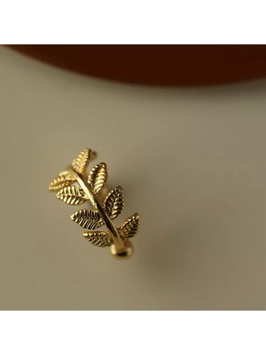 Takıconcept Deliksiz Ear Cuff Yaprak Gold Renk Kıkırdak Küpe