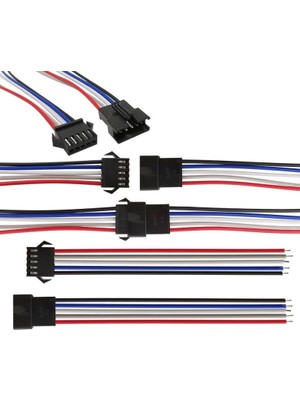 Sanec 2,5mm Jst Sm 5pin Siyah Seyyar Kablolu Konnektör Dişi Erkek Takım 20CM+20CM - 0,50MM - Çift Taraflı