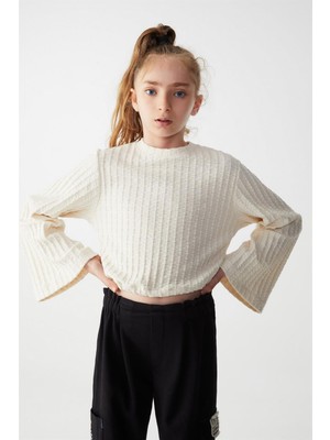 NK Kids Kız Çocuk Crop Model Triko Kazak 35346 Krem