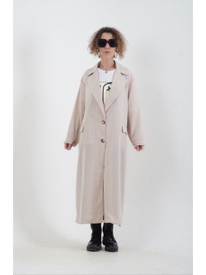 Zelish My Sister Bej Beli Kuşaklı Trenchcoat