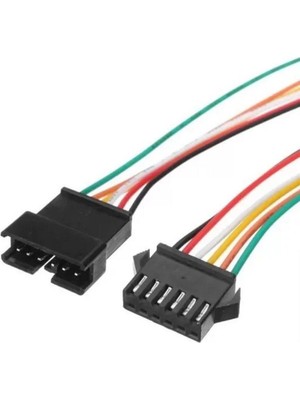 Sanec 2,5mm Jst Sm 6pin Siyah Seyyar Kablolu Konnektör Dişi Erkek Takım 30CM+30CM - 0,25MM - Çift Taraflı
