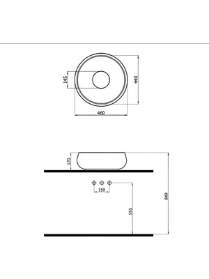 Newarc Elipso Tezgah Üstü Lavabo 46X17 cm