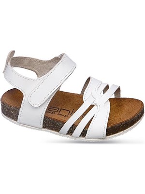 Sanbe 510 T 2012 21-25 Kız Deri Çocuk Sandalet Beyaz