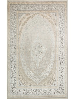 Eko Halı Mahal Mhl 08 Cream Grey Modern Desenli Yumuşak Dokulu Yüksek Kalite Sık Dokuma 120 Tarak Ipek Halı