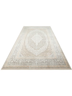 Eko Halı Mahal Mhl 08 Cream Grey Modern Desenli Yumuşak Dokulu Yüksek Kalite Sık Dokuma 120 Tarak Ipek Halı