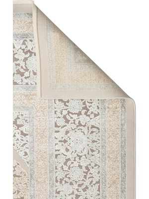 Eko Halı Mahal Mhl 08 Cream Grey Modern Desenli Yumuşak Dokulu Yüksek Kalite Sık Dokuma 120 Tarak Ipek Halı