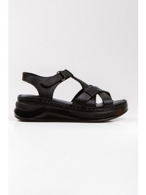 İlolica  Deri Yüksek Taban Kadın Sandalet