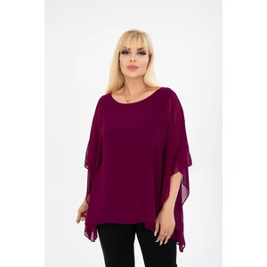 Büyük Beden Mor Şifon Bluz 38E-2405
