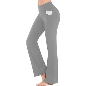 Ghassy Co. Kadın Bootcut Yüksek Bel Yoga Egzersiz 4 Cepli Karın Kontrolü Ispanyol Paça Tayt