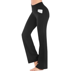 Ghassy Co. Kadın Bootcut Yüksek Bel Yoga Egzersiz 4 Cepli Karın Kontrolü Ispanyol Paça Tayt