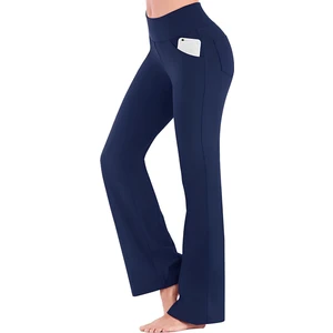 Ghassy Co. Kadın Bootcut Yüksek Bel Yoga Egzersiz 4 Cepli Karın Kontrolü Ispanyol Paça Tayt