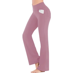 Ghassy Co. Kadın Bootcut Yüksek Bel Yoga Egzersiz 4 Cepli Karın Kontrolü Ispanyol Paça Tayt