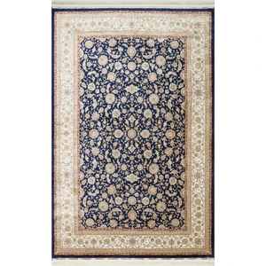 Eko Halı Isfahan Isf 03 Navy Cream Klasik Desenli Yumuşak Dokulu Yüksek Kalite 150 Tarak Sık Dokuma Ipek Halı