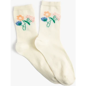 Çiçekli Çorap Pamuk Karışımlı