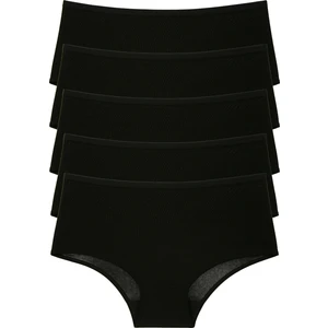 Kadın Külot Yüksek Bel Büyük Beden 5 Li Paket Pamuklu Likralı Siyah