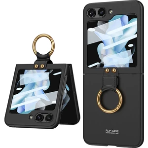 Samsung Galaxy Z Flip 5 Uyumlu Yüzüklü Standlı Mat Dokulu Kılıf
