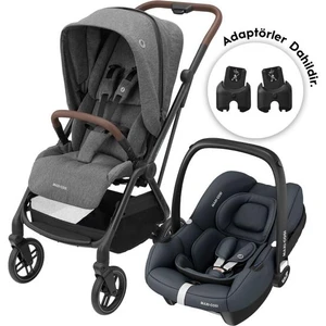 Leona2-Cabriofix I-Size Tek Elle Katlanabilen Ultra Kompakt Çift Yönlü Seyahat Sistem Bebek Arabası Grey-Graphite