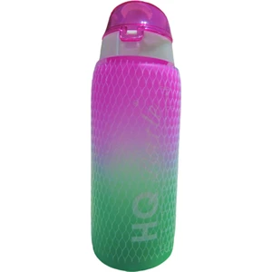 161506-161  Su Şişesi - Motivasyon Su Matarası - Plastik Renkli Suluk Pembe