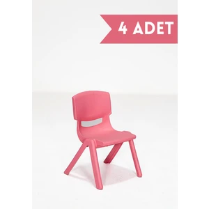 Junior 4 Adet Kreş Anaokulu Çocuk Sandalyesi Sert Plastik- Pembe