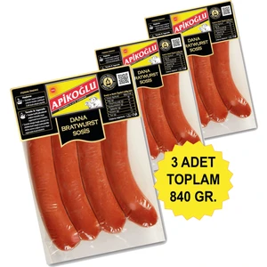Doğal Füme Dana Bratwurst Sosis Üçlü Paket