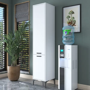 JE111 Çok Amaçlı Dolap 2 Kapaklı 6 Raflı Banyo Kiler Mutfak Dolabı Beyaz
