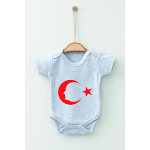 Ada Bebek Çocuk Adabebek  Pamuk Organik Ay Yıldız Desenli Kısa Kollu Body Badi Bebek Zıbın