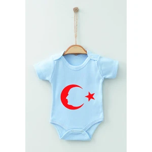 Ada Bebek Çocuk Adabebek  Pamuk Organik Ay Yıldız Desenli Kısa Kollu Body Badi Bebek Zıbın
