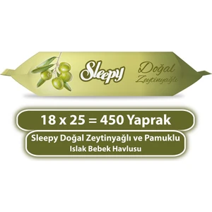 Doğal Zeytinyağlı ve Pamuklu Islak Bebek Havlusu 18 x 25 450 Yaprak
