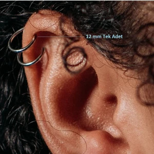 12 mm Silver Cerrahi Çelik Düz Halka Helix Piercing Lob Kıkırdak Rook Daith Conch