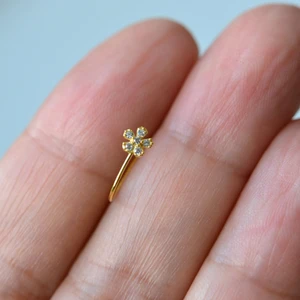925 Ayar Gümüş Gold Kaplama Delik Gerektirmeyen Sıkıştırmalı Çiçek Hızma