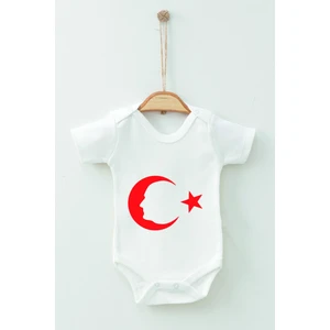 Ada Bebek Çocuk Adabebek  Pamuk Organik Ay Yıldız Desenli Kısa Kollu Body Badi Bebek Zıbın