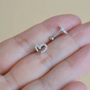 Kalp Model Tragus Helix Piercing Kıkırdak Silver Renk