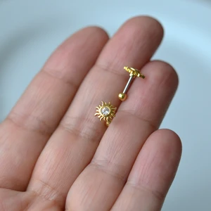 Güneş Model Helix Piercing Kıkırdak Cerrahi Çelik Gold Renk