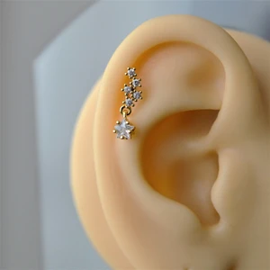 Gold Cerrahi Yıldız Sallantılı Yıldız Helix Piercing Lob Kıkırdak Tragus
